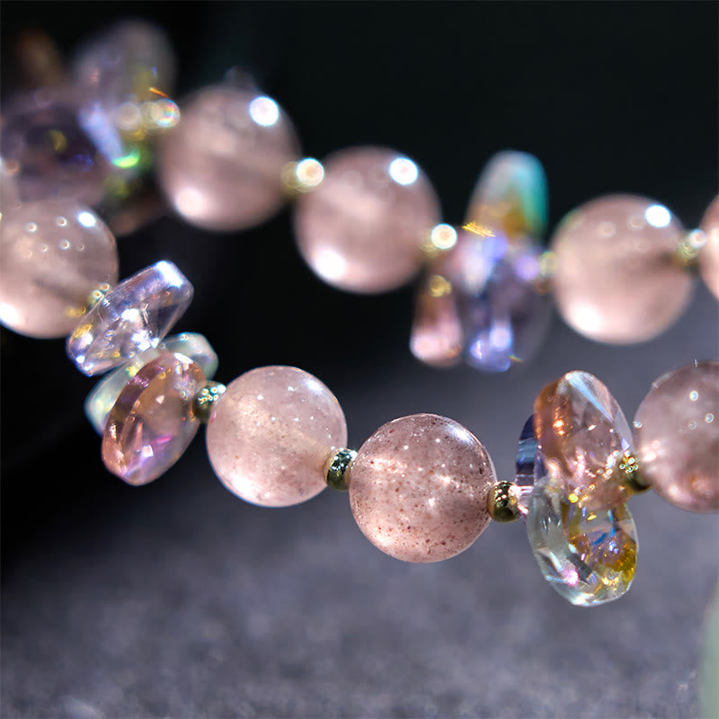 Fortune Jewel Strawberry Quartz Crystal Gourd Positive Bracelet