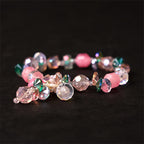 Fortune Jewel Pink Crystal Green Crystal White Crystal Flower Warmth Bracelet