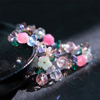 Fortune Jewel Pink Crystal Green Crystal White Crystal Flower Warmth Bracelet