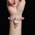 Fortune Jewel Pink Crystal Green Crystal White Crystal Flower Warmth Bracelet