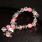 Fortune Jewel Pink Crystal Green Crystal White Crystal Flower Warmth Bracelet