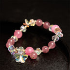 Fortune Jewel Strawberry Quartz White Crystal Pink Crystal Butterfly Love Bracelet