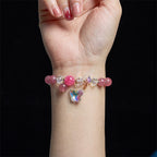 Fortune Jewel Strawberry Quartz White Crystal Pink Crystal Butterfly Love Bracelet