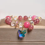 Fortune Jewel Strawberry Quartz White Crystal Pink Crystal Butterfly Love Bracelet