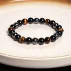 Fortune Jewel Natural Tiger's Eye Obsidian Hematite Positive Powerful Bracelet