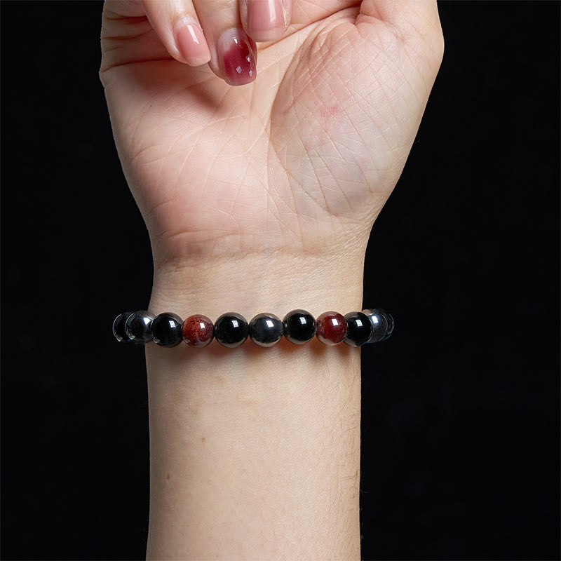 Fortune Jewel Natural Tiger's Eye Obsidian Hematite Positive Powerful Bracelet