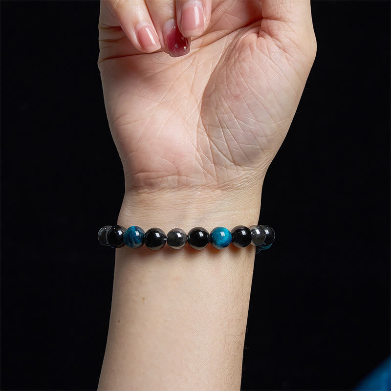 Fortune Jewel Natural Tiger's Eye Obsidian Hematite Positive Powerful Bracelet