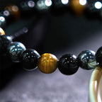 Fortune Jewel Natural Tiger's Eye Obsidian Hematite Positive Powerful Bracelet
