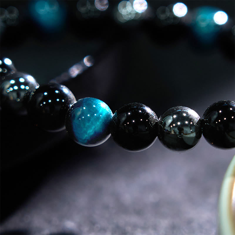 Fortune Jewel Natural Tiger's Eye Obsidian Hematite Positive Powerful Bracelet
