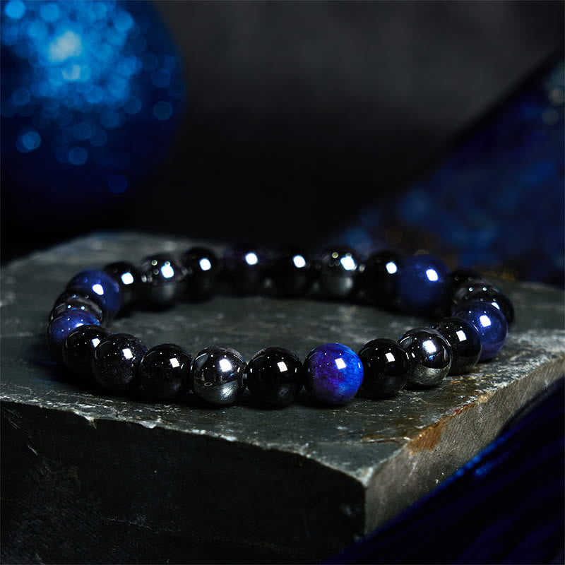 Fortune Jewel Natural Tiger's Eye Obsidian Hematite Positive Powerful Bracelet