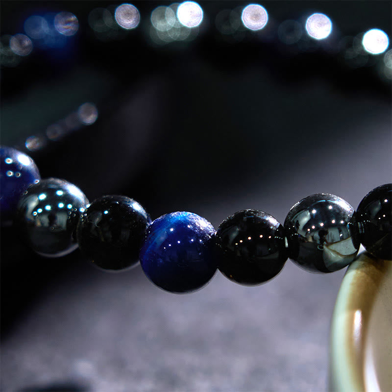 Fortune Jewel Natural Tiger's Eye Obsidian Hematite Positive Powerful Bracelet