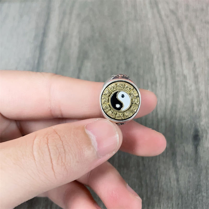 Fortune Jewel Yin Yang Chinese Zodiac Copper Wealth Adjustable Ring Fortune Jewel