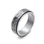 Fortune Jewel Bagua Yin Yang Chinese Characters Titanium Steel Balance Rotatable Ring Fortune Jewel