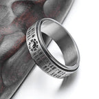 Fortune Jewel Bagua Yin Yang Chinese Characters Titanium Steel Balance Rotatable Ring Fortune Jewel