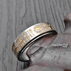 Fortune Jewel Bagua Yin Yang Chinese Characters Titanium Steel Balance Rotatable Ring Fortune Jewel