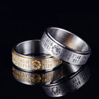 Fortune Jewel Bagua Yin Yang Chinese Characters Titanium Steel Balance Rotatable Ring Fortune Jewel