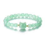 Fortune Jewel Amethyst Green Aventurine Rose Quartz Fluorite Cat Head Balance Luck Bracelet