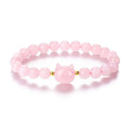 Fortune Jewel Amethyst Green Aventurine Rose Quartz Fluorite Cat Head Balance Luck Bracelet
