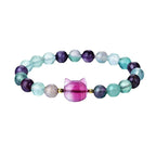 Fortune Jewel Amethyst Green Aventurine Rose Quartz Fluorite Cat Head Balance Luck Bracelet