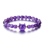 Fortune Jewel Amethyst Green Aventurine Rose Quartz Fluorite Cat Head Balance Luck Bracelet