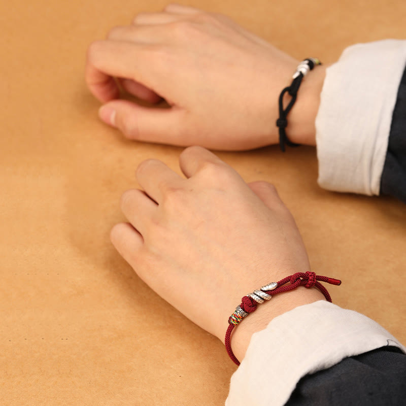 Fortune Jewel Red String 925 Sterling Silver Year of the Snake Coin Ring Snake Luck Bracelet