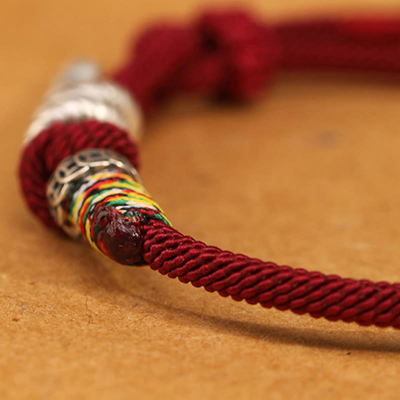 Fortune Jewel Red String 925 Sterling Silver Year of the Snake Coin Ring Snake Luck Bracelet