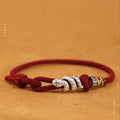 Fortune Jewel Red String 925 Sterling Silver Year of the Snake Coin Ring Snake Luck Bracelet