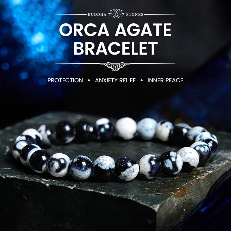 Fortune Jewel Orca Agate Protection Bracelet