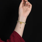 Fortune Jewel Natural Hetian Jade Lotus Luck Bracelet