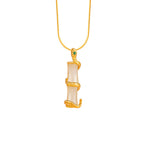 Fortune Jewel Hetian Jade 925 Sterling Silver Year of the Snake Bamboo Growth Necklace Pendant