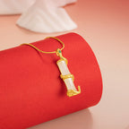 Fortune Jewel Hetian Jade 925 Sterling Silver Year of the Snake Bamboo Growth Necklace Pendant