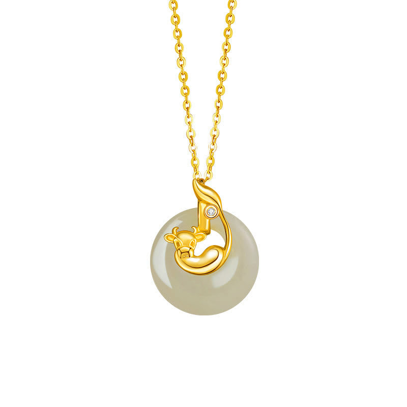 Fortune Jewel Chinese Zodiac Hetian Jade 925 Sterling Silver Abundance Necklace Pendant
