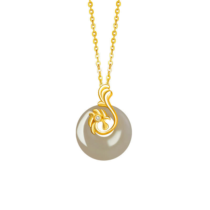Fortune Jewel Chinese Zodiac Hetian Jade 925 Sterling Silver Abundance Necklace Pendant