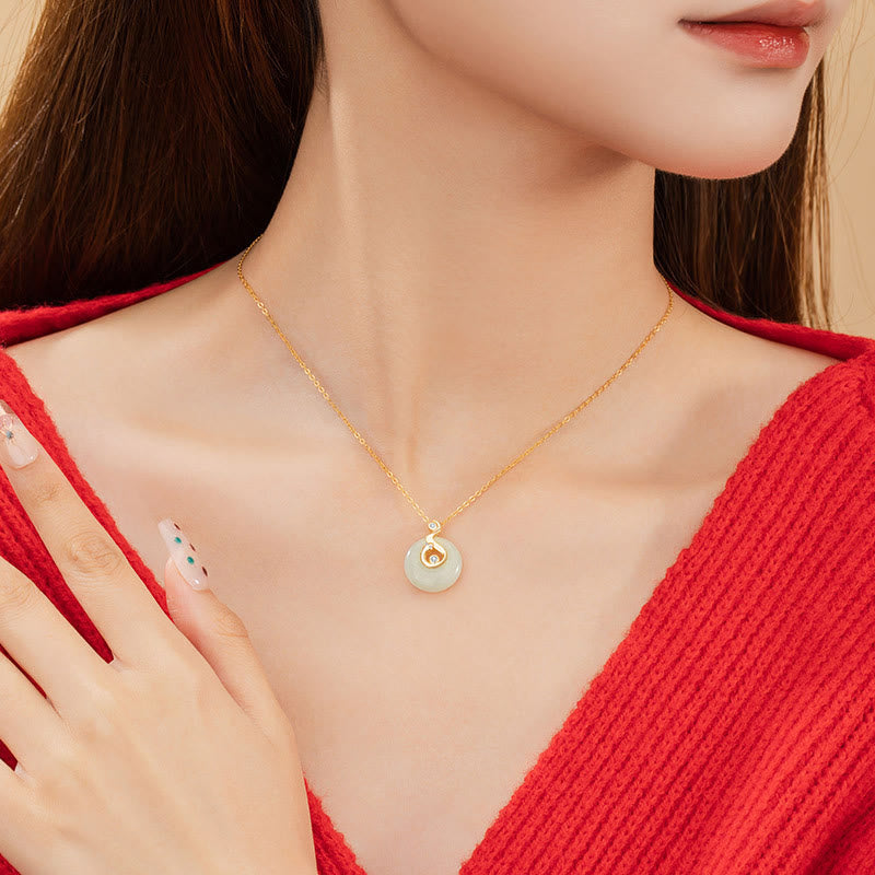Fortune Jewel Chinese Zodiac Hetian Jade 925 Sterling Silver Abundance Necklace Pendant