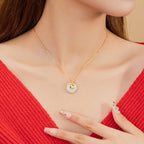 Fortune Jewel Chinese Zodiac Hetian Jade 925 Sterling Silver Abundance Necklace Pendant