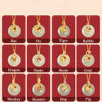 Fortune Jewel Chinese Zodiac Hetian Jade 925 Sterling Silver Abundance Necklace Pendant