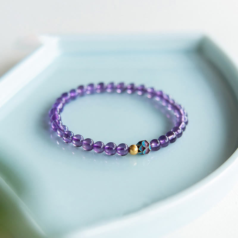 Fortune Jewel Natural Amethyst Lotus Spiritual Awareness Bracelet