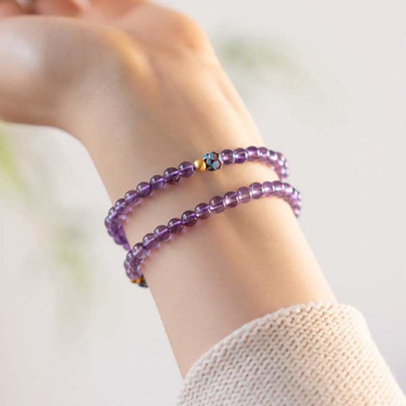 Fortune Jewel Natural Amethyst Lotus Spiritual Awareness Bracelet