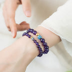 Fortune Jewel Natural Amethyst Lotus Spiritual Awareness Bracelet
