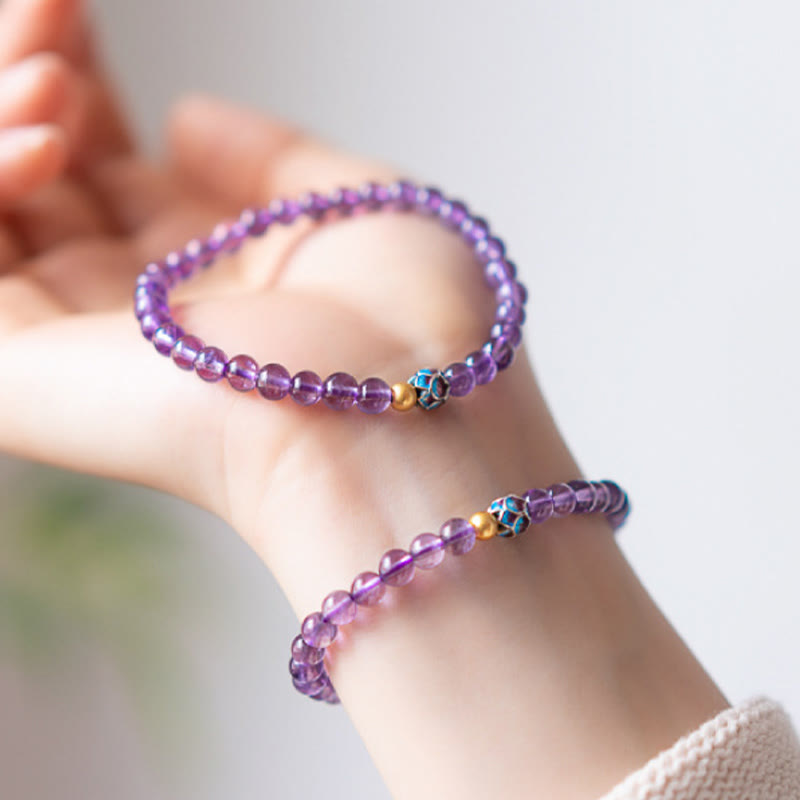 Fortune Jewel Natural Amethyst Lotus Spiritual Awareness Bracelet