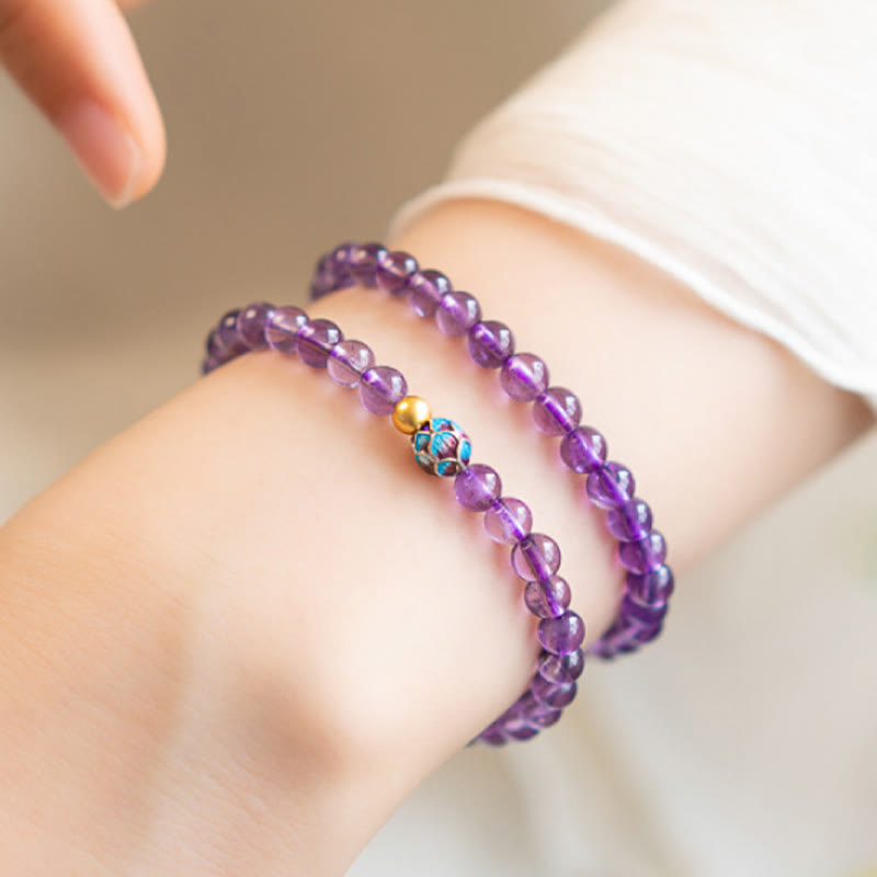 Fortune Jewel Natural Amethyst Lotus Spiritual Awareness Bracelet