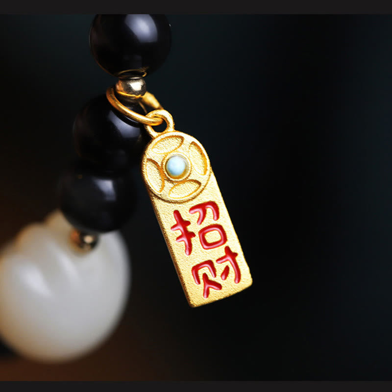 Fortune Jewel Black Obsidian Cat Paw Bodhi Seed Lucky Fortune Charm Purification Bracelet