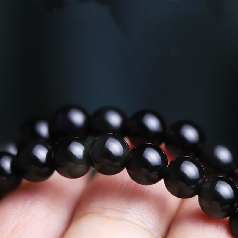 Fortune Jewel Black Obsidian Cat Paw Bodhi Seed Lucky Fortune Charm Purification Bracelet