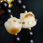 Fortune Jewel Black Obsidian Cat Paw Bodhi Seed Lucky Fortune Charm Purification Bracelet