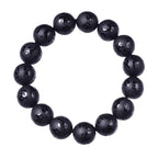 Fortune Jewel Natural Black Onyx Om Mani Padme Hum Carved Protection Bracelet