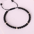 Fortune Jewel Small Black Obsidian Beads Fulfillment Rope Bracelet