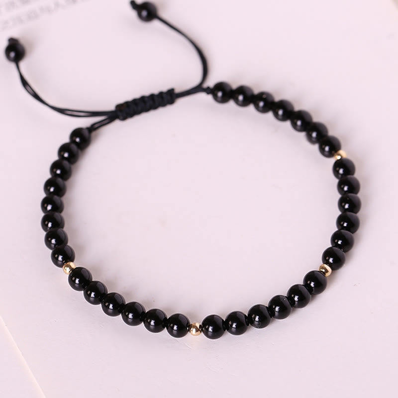 Fortune Jewel Small Black Obsidian Beads Fulfillment Rope Bracelet