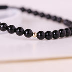 Fortune Jewel Small Black Obsidian Beads Fulfillment Rope Bracelet