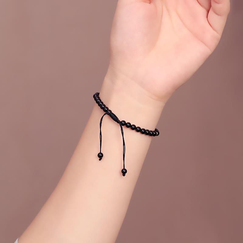 Fortune Jewel Small Black Obsidian Beads Fulfillment Rope Bracelet