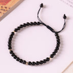 Fortune Jewel Small Black Obsidian Beads Fulfillment Rope Bracelet